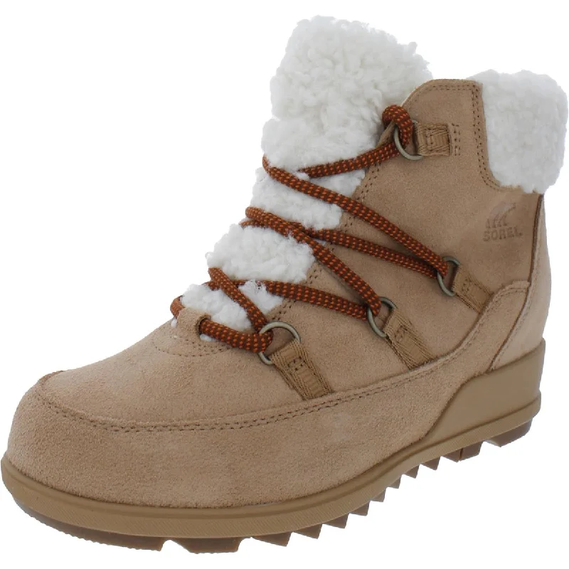 trendy boots for fashion lovers-Sorel Womens Evie Cozy Suede Faux Fur Hiking Boots