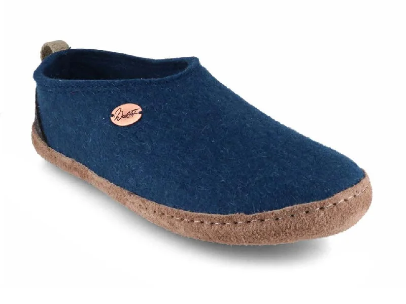 Slippers with soft soles-WoolFit® Highland | Unisex High Back Felt Slippers, blue