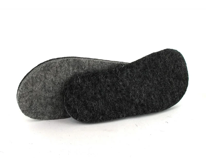 Slippers with bold soles-WoolFit Felt Insoles for Slippers | Extra thick, 2-colored 100% Wool, graphite/light grey