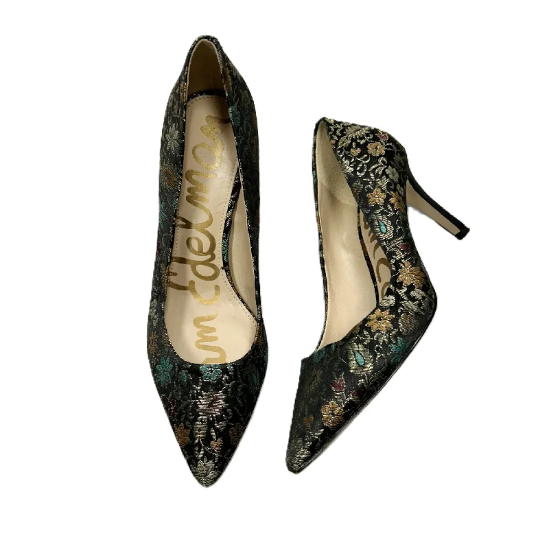 glow high heels silver-Shoes Heels Stiletto By Sam Edelman In Floral Print, Size: 7.5