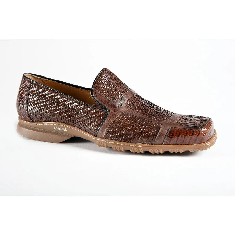 loafers for comfortable outdoor use-Mauri Men's Designer Shoes Brown Woven / Calf-Skin Leather Loafers 9299 (MAO1046)