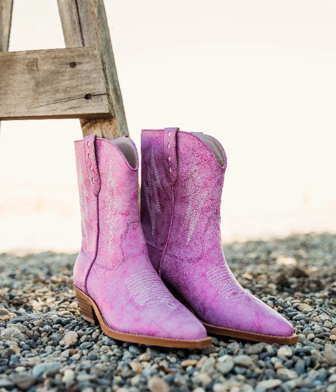 boots for walking in winter-Bowie Metallic Boot in Pink