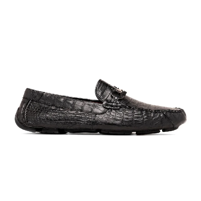 loafers with polished leather details-Marco Di Milano Parma Men's Shoes Exotic Crocodile Moccasin Driver Horsebit Loafers (MDM1187)