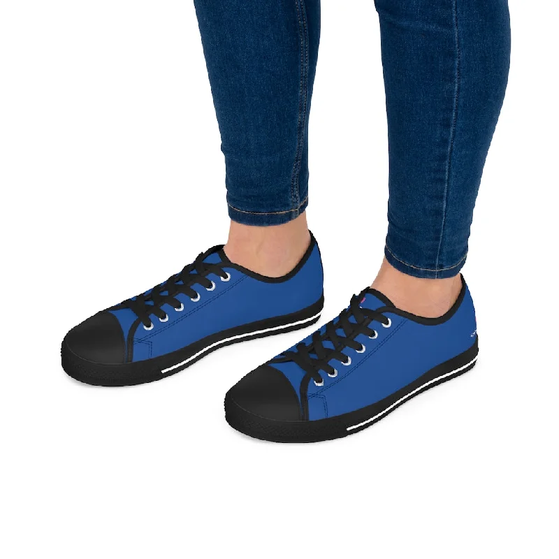 supportive athletic shoes vibe-Dark Blue Best Ladies' Sneakers, Solid Color Women's Low Top Sneakers (US Size: 5.5-12)