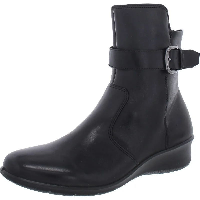 boots for extreme temperatures-ECCO Womens Finola  Leather Ankle Wedge Boots