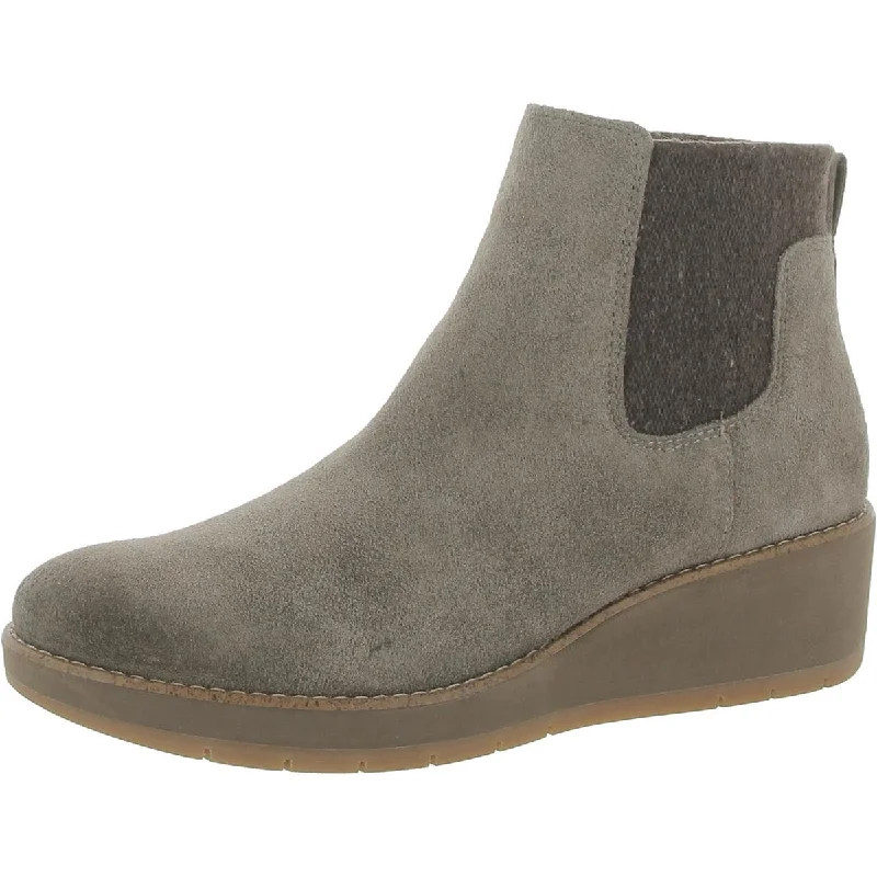 boots with thick padding-Comfortiva Womens Fera Suede Wedge Chelsea Boots