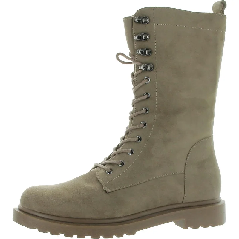 stylish boots with quality stitching-Journee Collection Womens Mid-Calf Zipper Combat & Lace-Up Boots