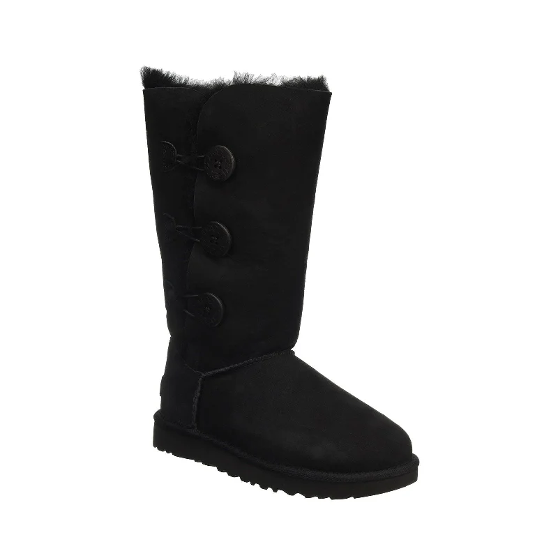 fashionable boots for winter-Women's Shoes UGG BAILEY BUTTON TRIPLET Suede & Sheepskin Boots 1016227 BLACK