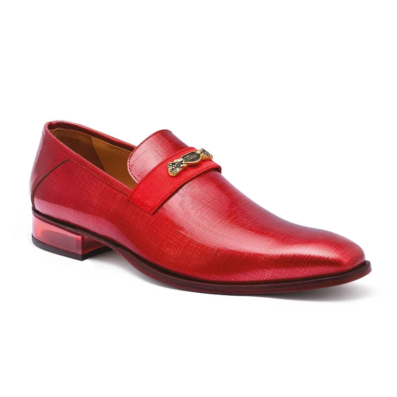 loafers for fashionable everyday use-Mauri Player 4951 Men's Shoes Red Canapa / Satin Slip-On Loafers (MA5251)