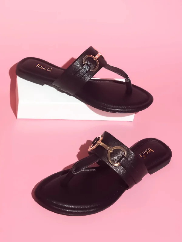 cozy flats with padding-Flats for bunionsWomen Black Open Toe Flats