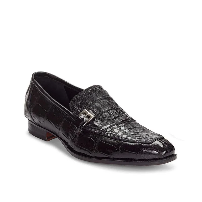 loafers with quality leather and fabric-Mauri Men's Hand-Painted Broletto Black Loafers 4763 (MA4313)