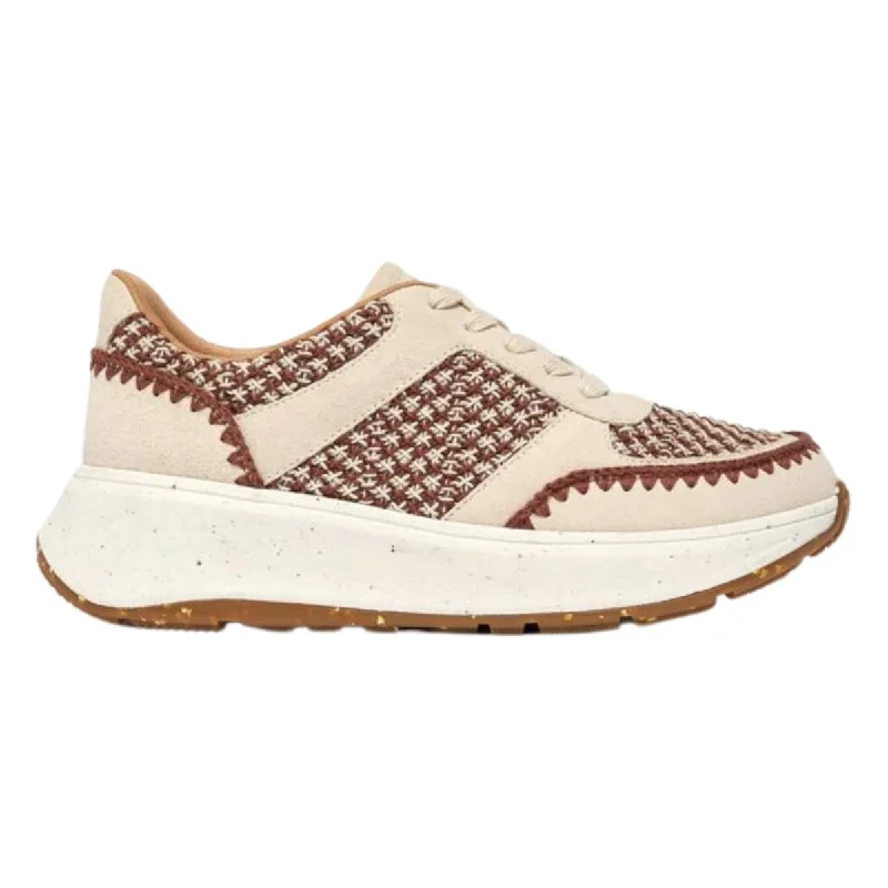 adjustable athletic shoes flexible-FitFlop Women's F-Mode e-1 Crochet/Suede Flatform Sneakers Brown