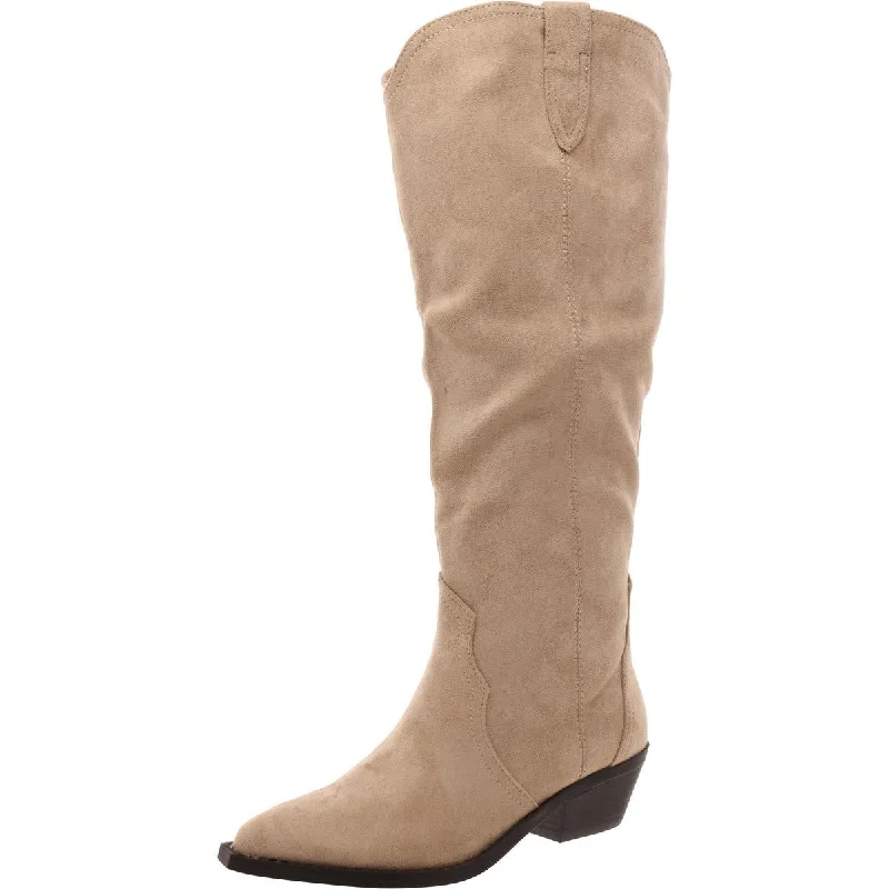 boots with thick soles-DV By Dolce Vita Womens Kit Faux Suede Knee-High Cowboy, Western Boots