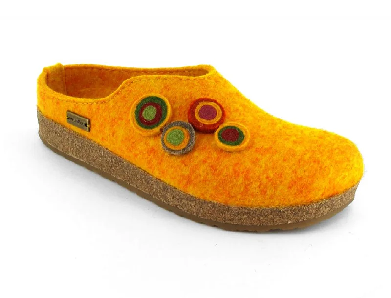 Slippers with bold soles-HAFLINGER Women's Slippers Grizzly Kanon, Yellow