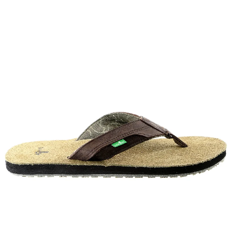 Sanuk Sheriff Flip Flop Sandal - Dark Brown - Mens