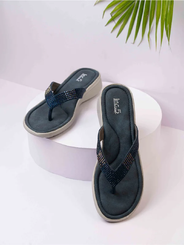 unique flats designer-Custom-made flatsWomens Navy Casual Solid Round Toe Casual Flats