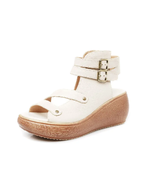 Summer Ankle Double Buckles Wedge Sandals