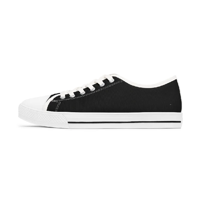 athletic shoes for flexibility-Black Color Ladies' Sneakers, Solid Color Women's Low Top Sneakers Tennis Shoes (US Size: 5.5-12)