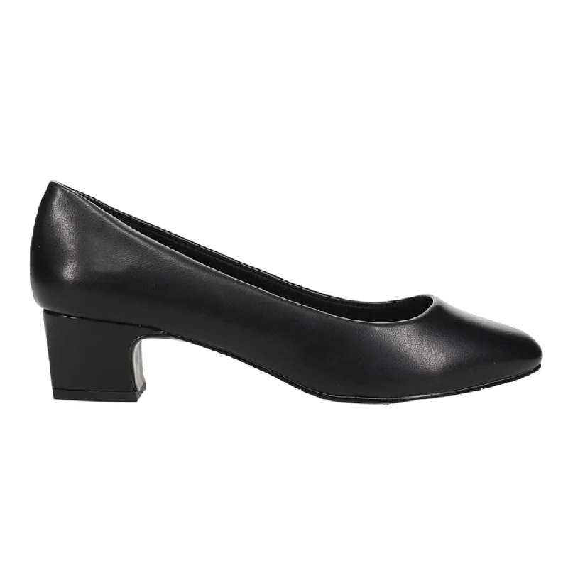 edge high heels durable-Prim Round Toe Block Heel Pumps