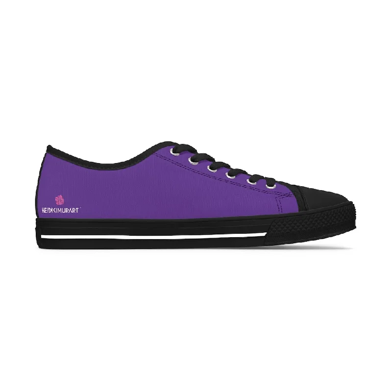 non-slip athletic shoes glow-Dark Purple Best Ladies' Sneakers, Solid Purple Color Women's Low Top Sneakers (US Size: 5.5-12)