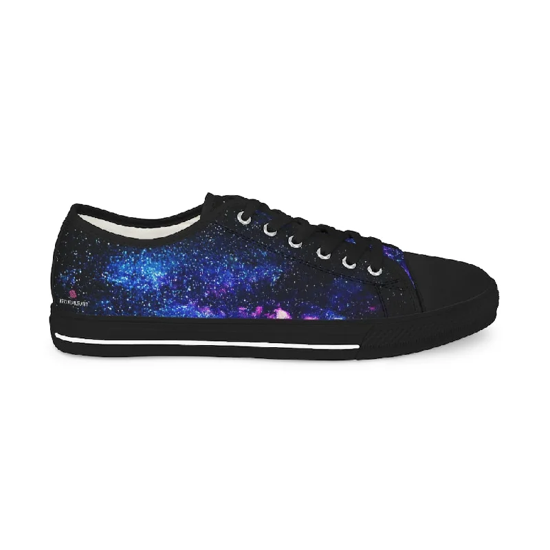 classic athletic shoes charm-Blue Galaxy Men's Low Tops, Best Space Printed Men's Low Top Canvas Fashion Sneakers (US Size: 5-14)