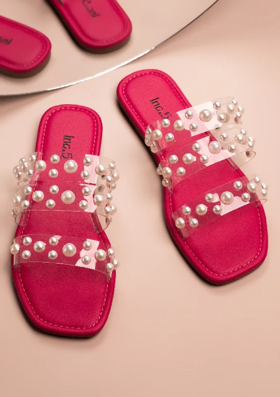 flair flats durable-Travel-friendly flatsWomen Pink Western Embellished Open Toe Flats with Pearl Studded